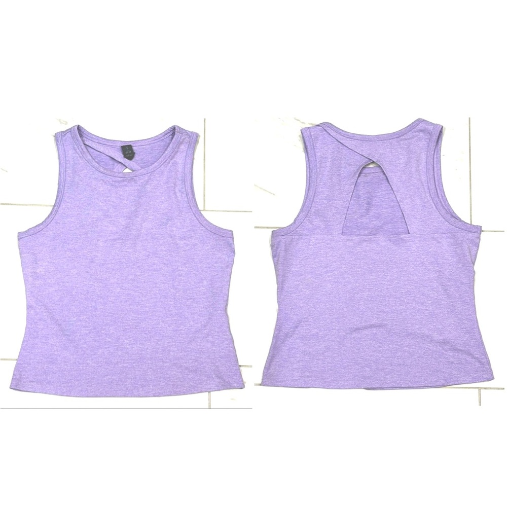 Zobha lavender purple heather crop tank with cutout back - Picture 2 of 10